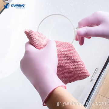 Ασφαλής σκόνη χωρίς σκόνη Ιατρική ροζ διαθέσιμα γάντια νιτρλίου